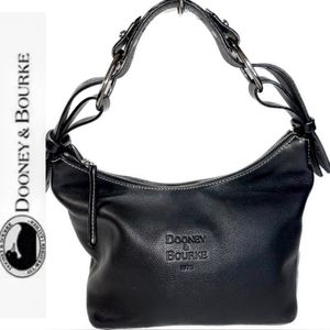 Dooney & Bourke 1975 Series Black Signature Pebbled Leather Large Hobo Satchel